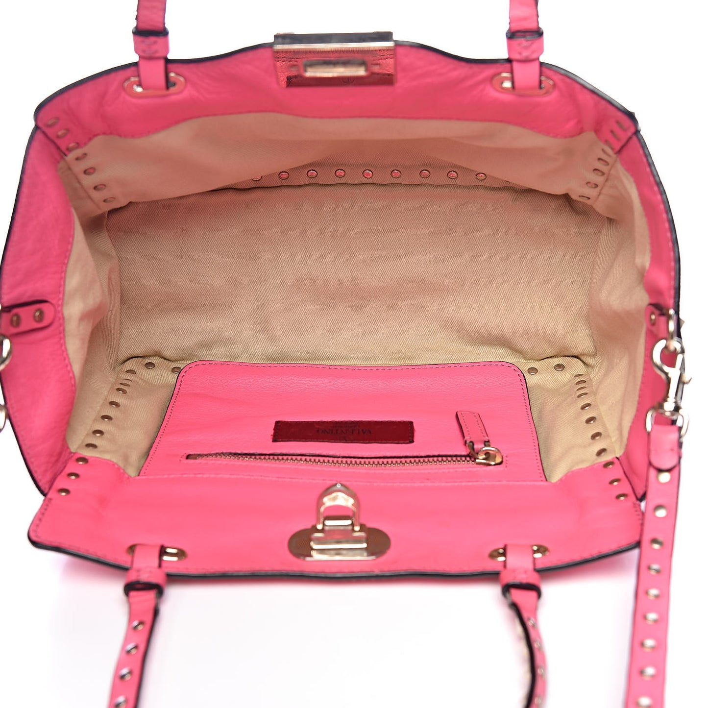 Vitello Small Rockstud Tote Fuxia Fluo