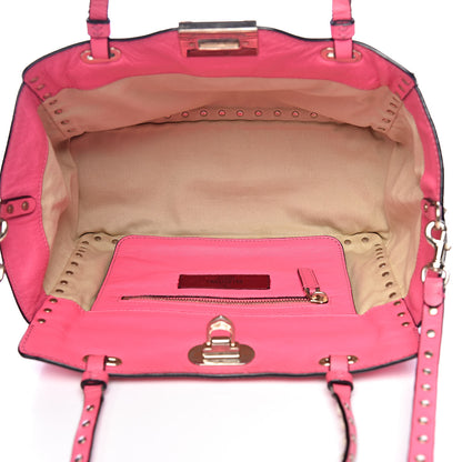 Valentino Garavani Vitello Small Rockstud Tote Fuxia Fluo 5 of 19