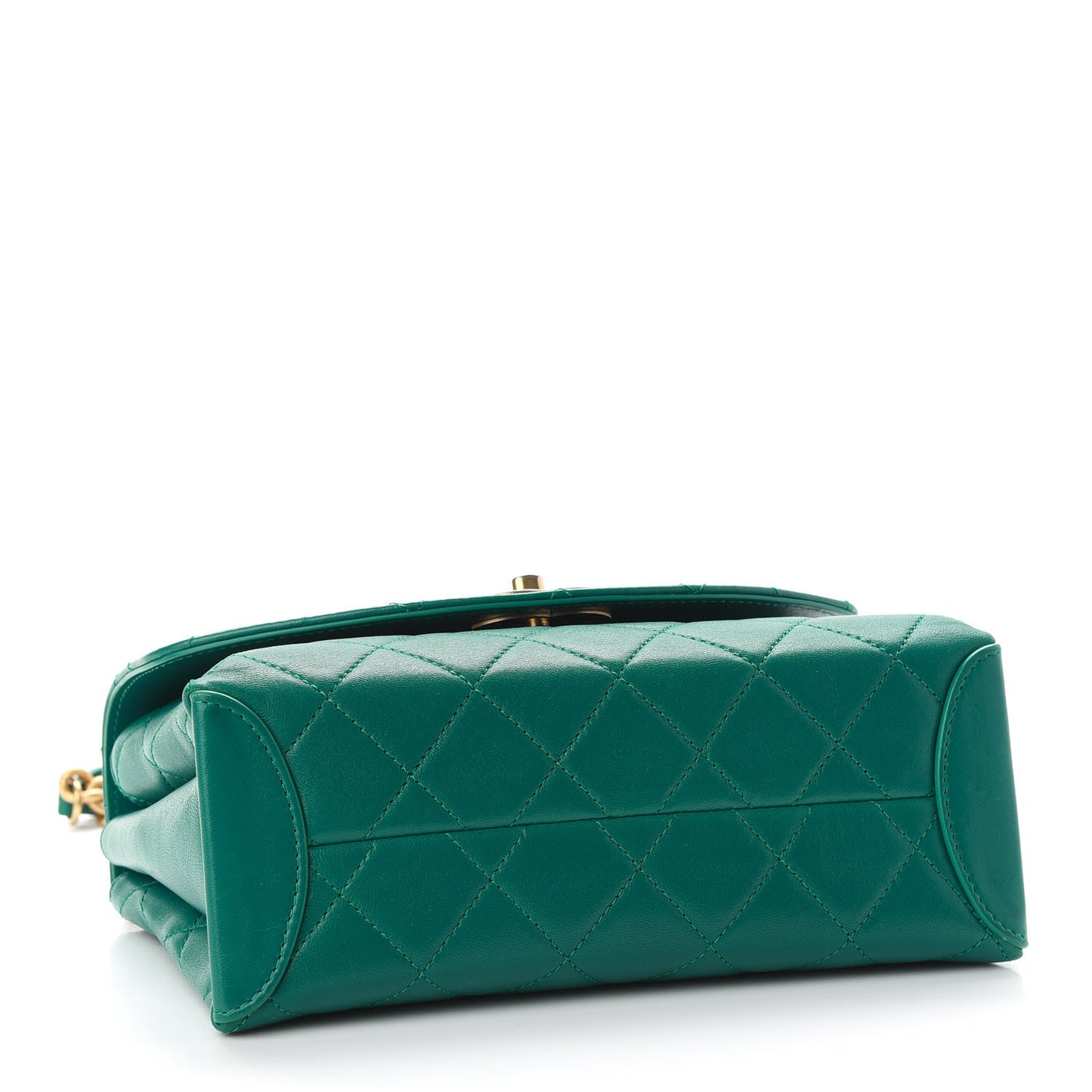 Lambskin Quilted Small Trendy Spirit Top Handle Bag Green
