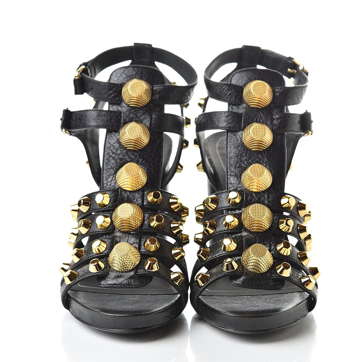 Agneau Lambskin Giant Gold Arena Sandals 37 Black