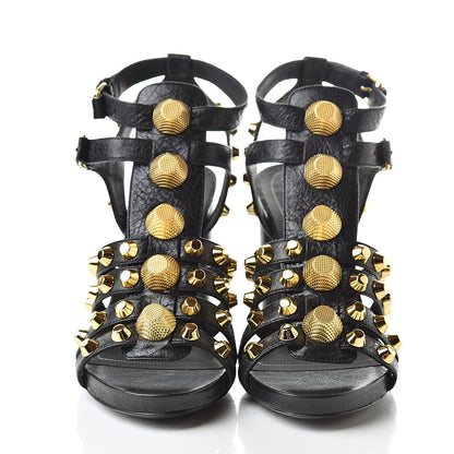 Balenciaga Agneau Lambskin Giant Gold Arena Sandals 37 Black 2 of 8