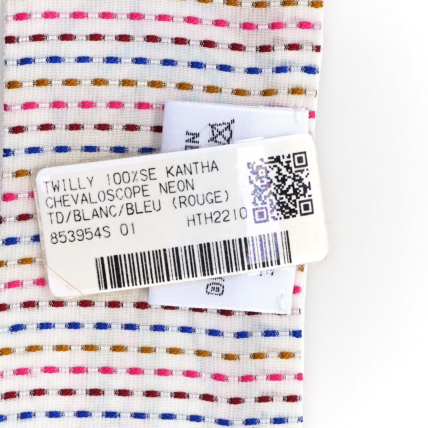 Hermes Silk Chevaloscope Neon Twilly White Bleu Rouge 3 of 4