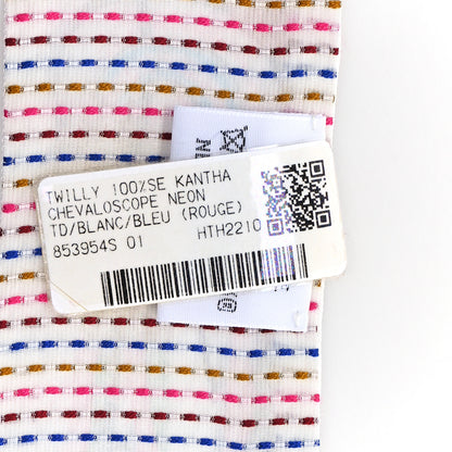 Hermes Silk Chevaloscope Neon Twilly White Bleu Rouge 3 of 4
