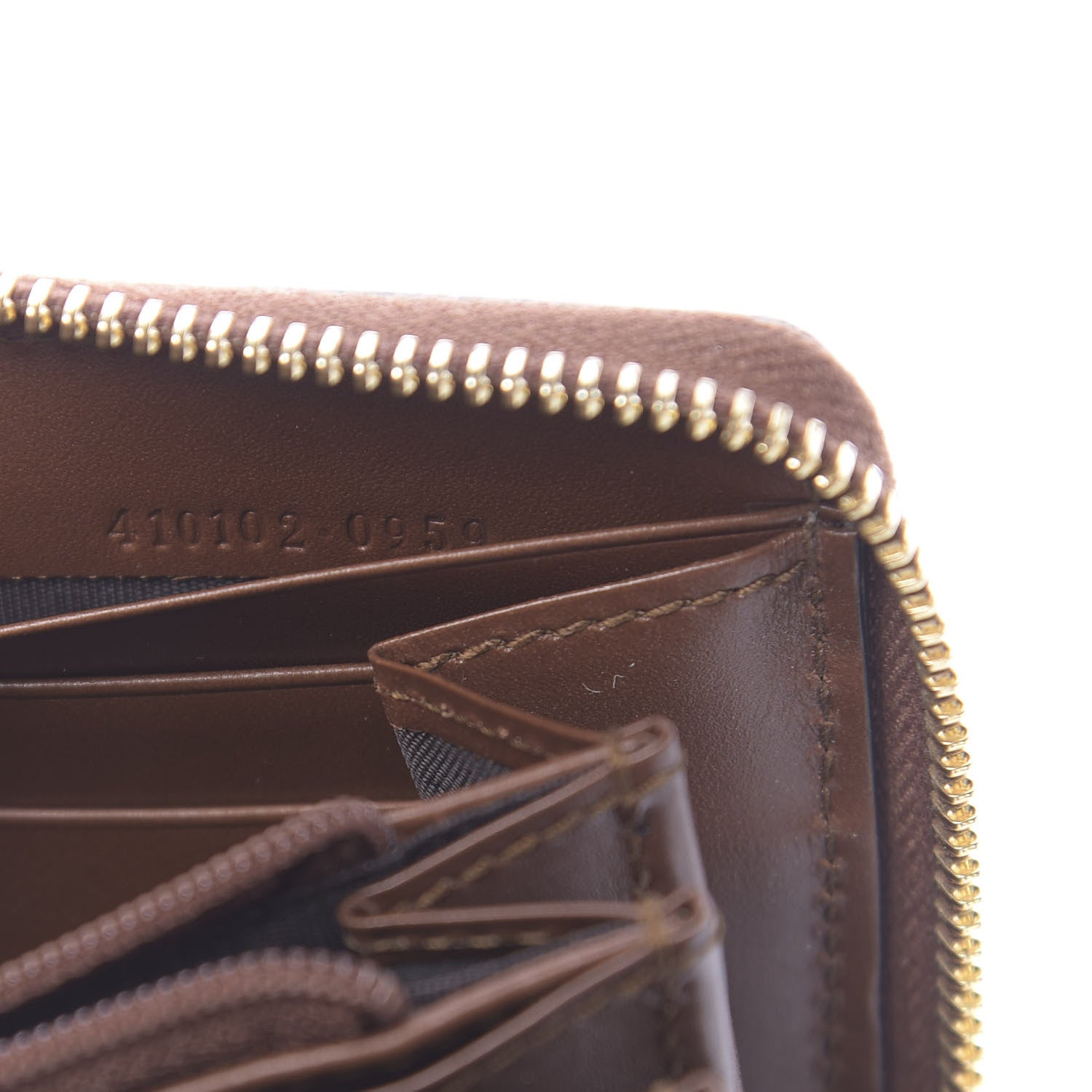 Gucci GG Supreme Monogram Cuoio Toscano Zip Around Wallet Beige Ebony Cuir 7 of 8
