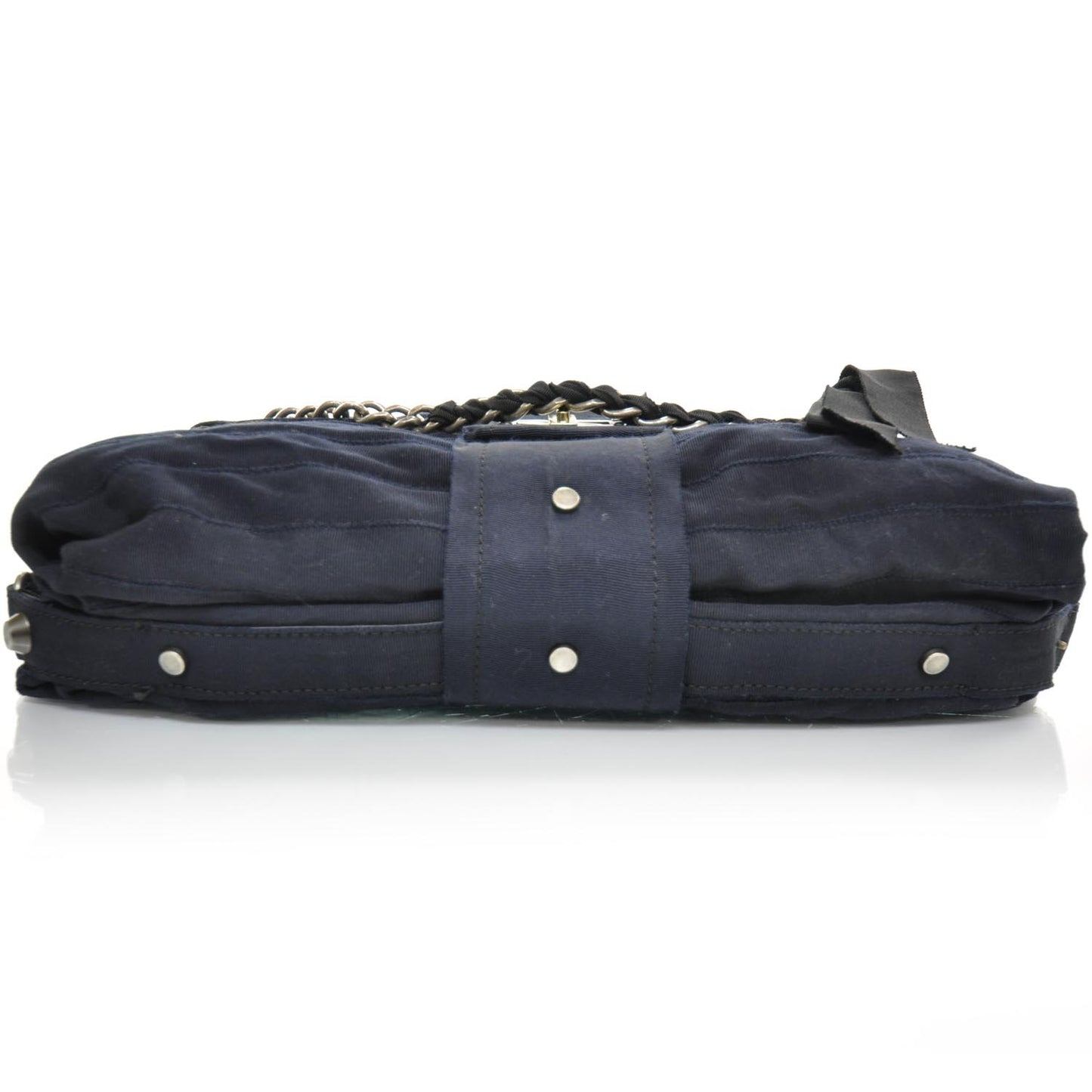 Pleated Canvas Happy Shoulder Bag Navy