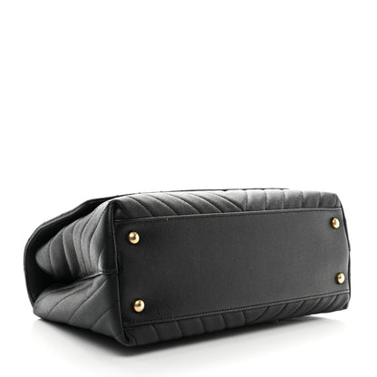 Chanel Caviar Chevron Quilted Small Coco Handle Flap Black 4 of 10