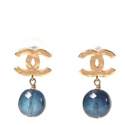 Chanel Bead CC Drop Earrings Gold Blue 1 of 4