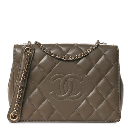 Chanel Lambskin Quilted Small Diamond CC Flap Khaki 1 of 13