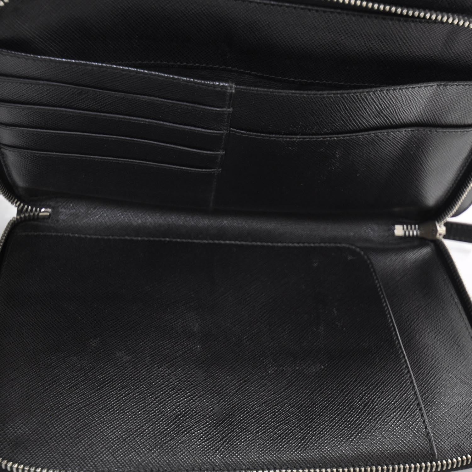 Prada Saffiano Passport Wallet Travel Bag Black 6 of 10