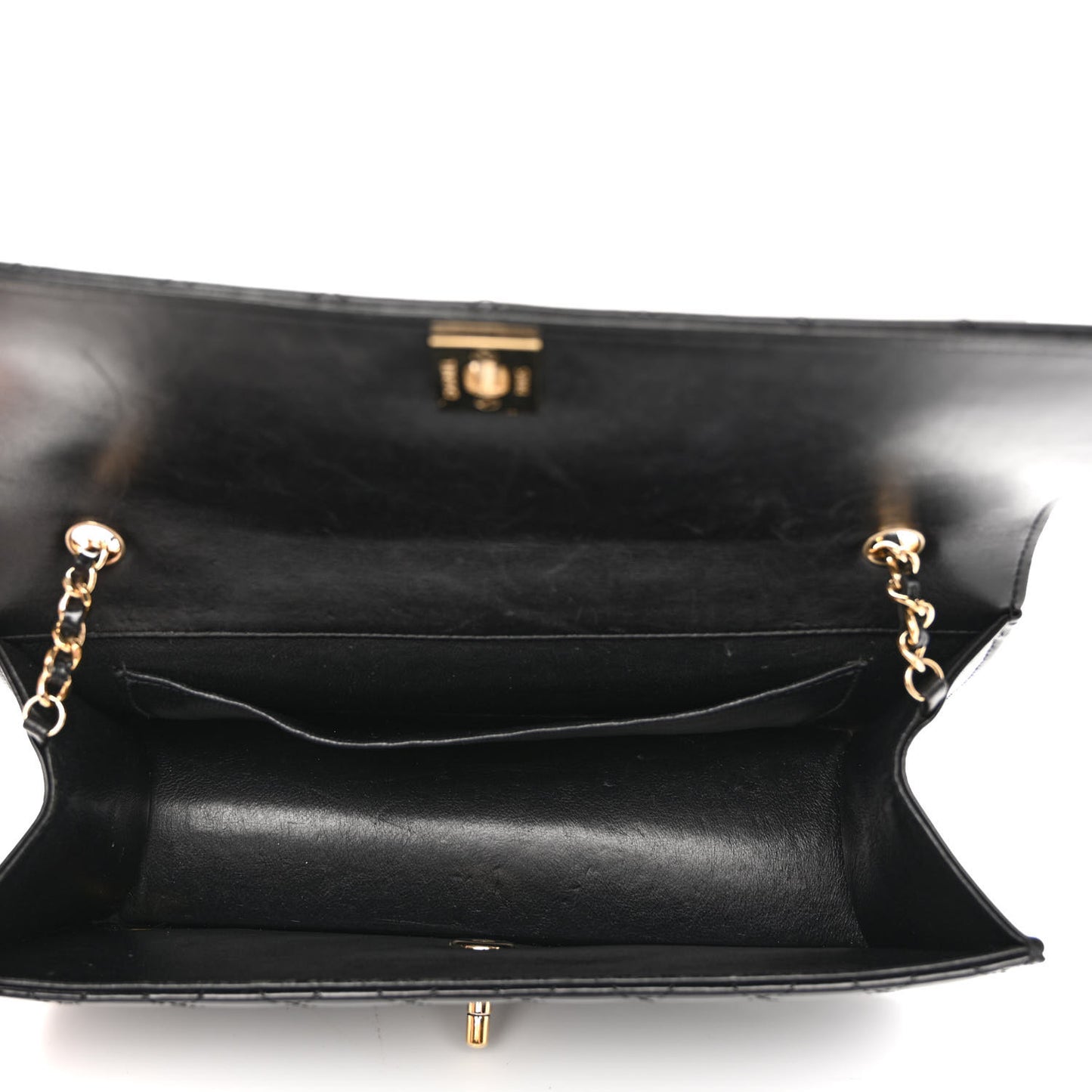 Patent Quilted Medium Single Flap Black