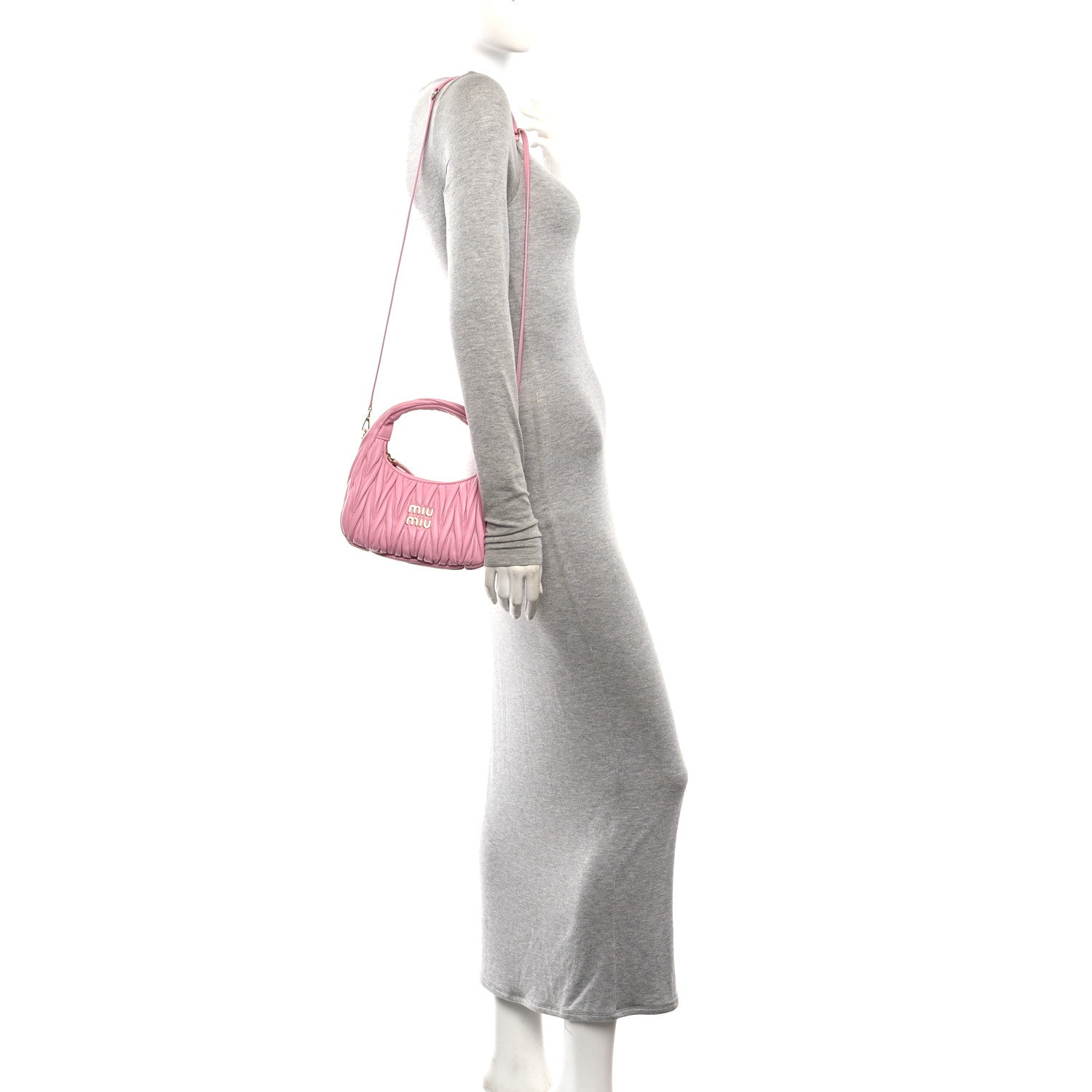 Miu Miu Nappa Matelasse Small Wander Hobo Alabastro 2 of 9