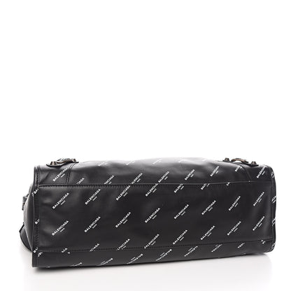 Balenciaga Veau Allover Logo Classic Hardware City Black White 4 of 12