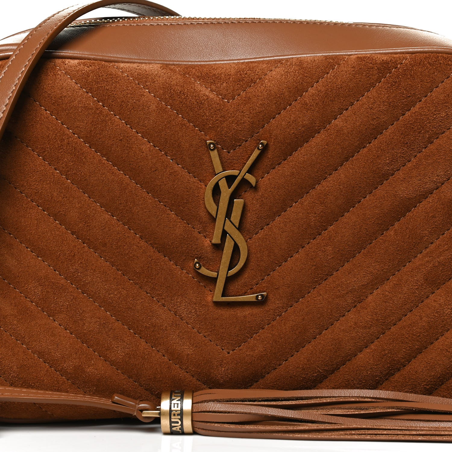 Saint Laurent Suede Matelasse Monogram Lou Camera Bag Cinnamon 8 of 10