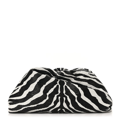 Bottega Veneta Nappa Zebra Print The Pouch Oversized Clutch White Black 1 of 9