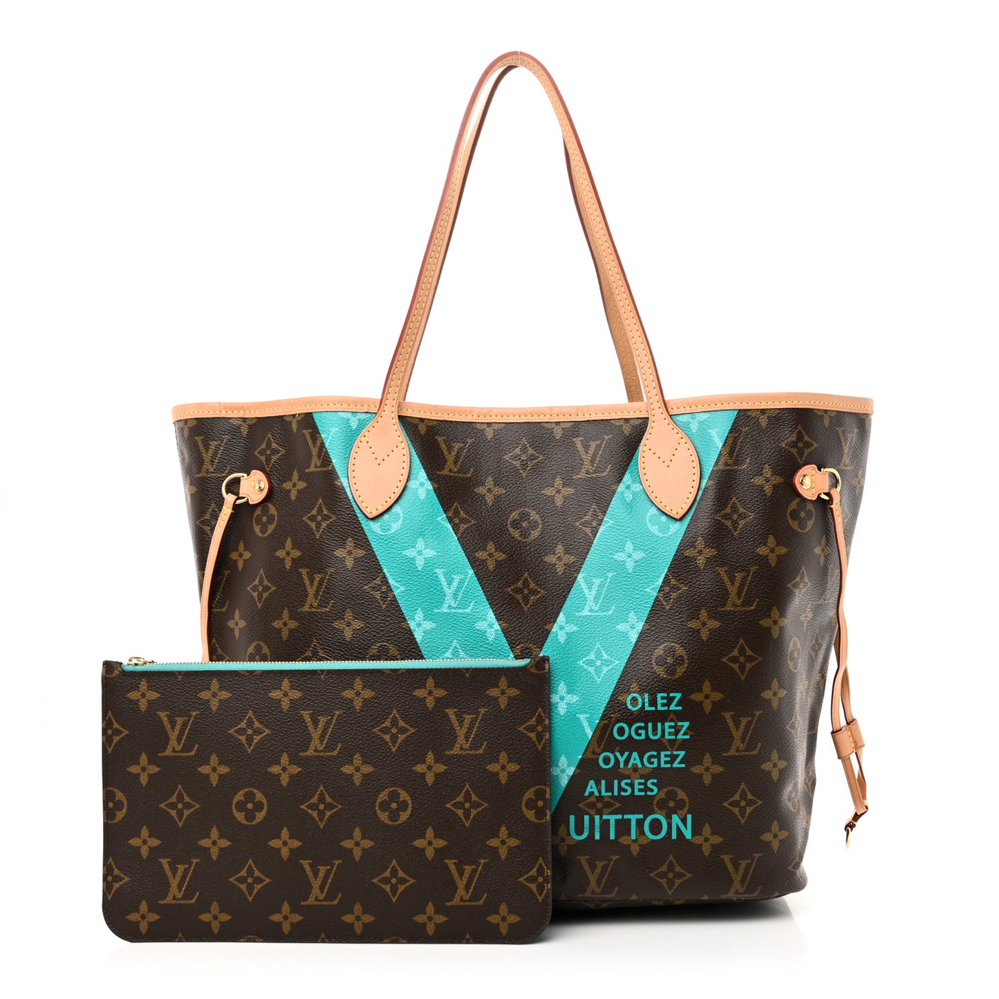 Monogram V Neverfull MM Turquoise