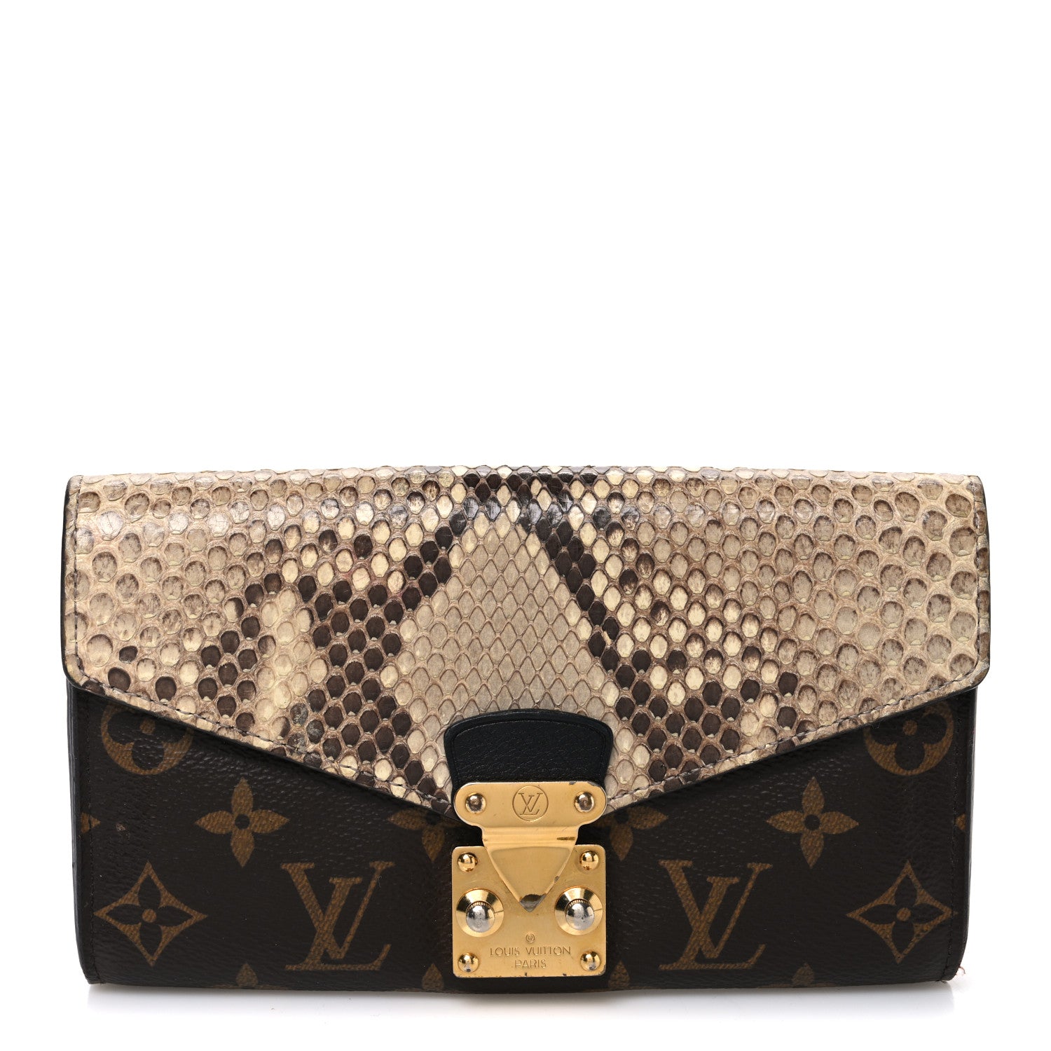 Louis Vuitton Snakeskin Monogram Pallas Wallet Black 1 of 8