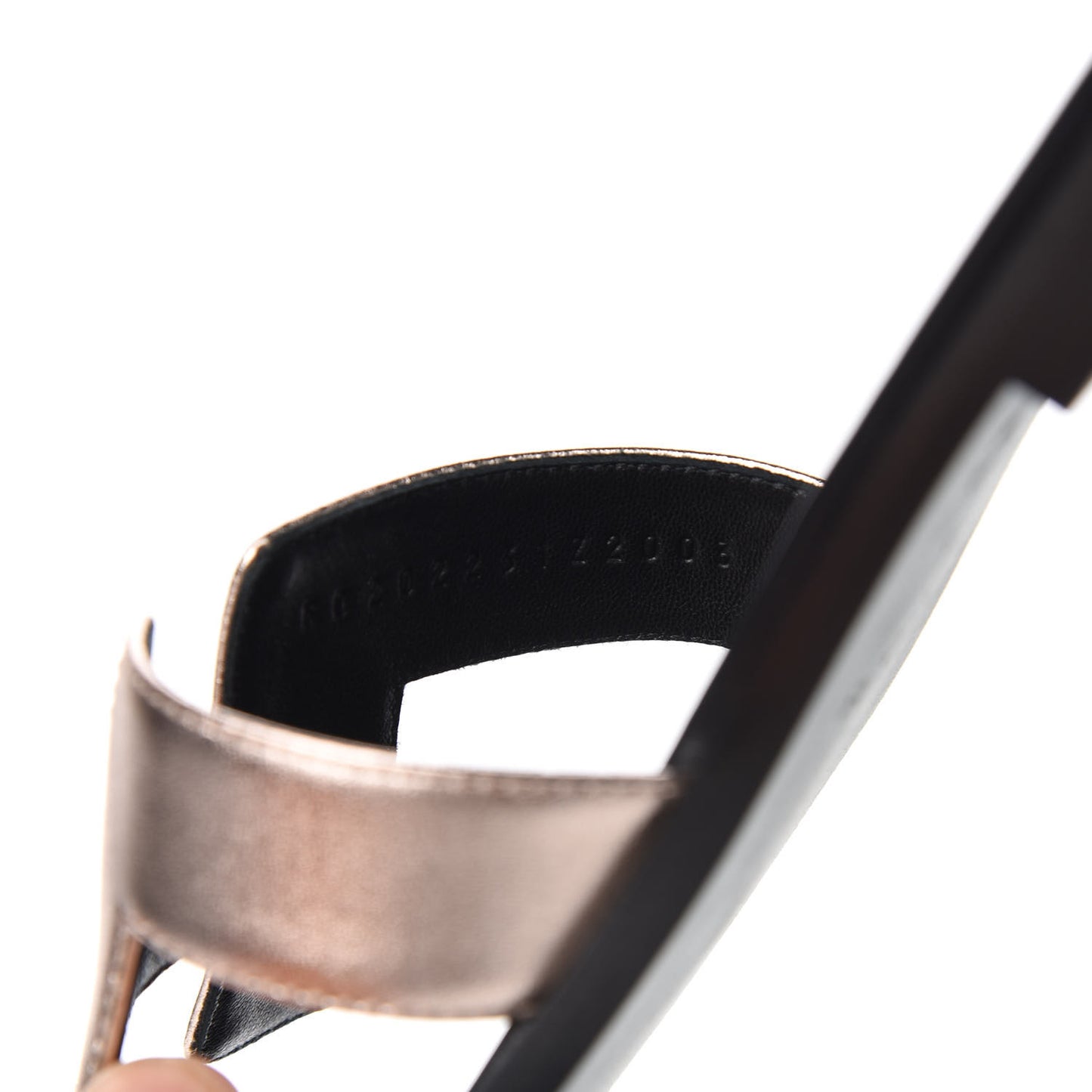 Metallic Calfskin Oran Sandals 38.5 Rose Dore