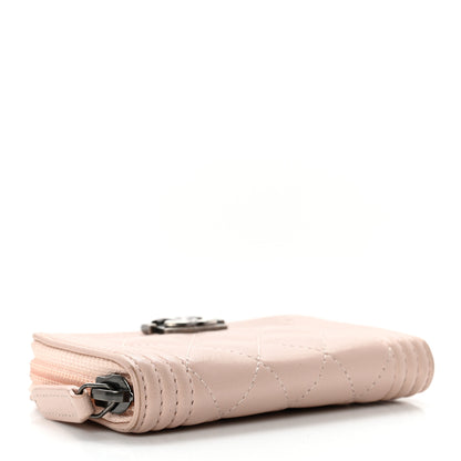Chanel Lambskin Quilted Boy Zip Around Coin Purse Wallet Light Pink 4 of 10