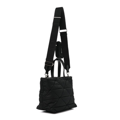 Prada Re-Nylon Nappa Triangle Quilted Padded Double Handled Zip Pocket Tote Black 3 of 12