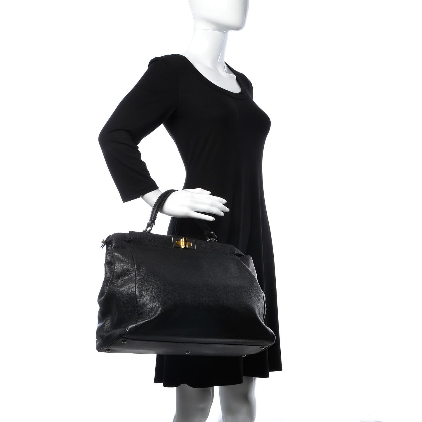 Goatskin Large Peekaboo Iconic Satchel Black Lampone