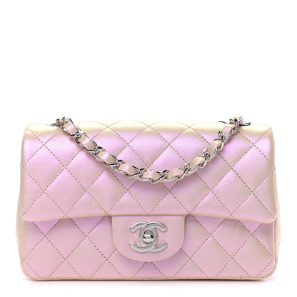 Chanel Iridescent Calfskin Quilted Mini Rectangular Flap Pink 1 of 10