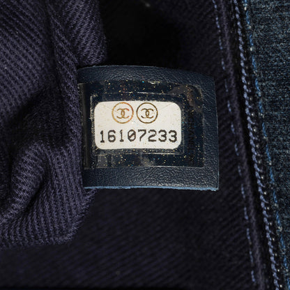 Chanel Denim Camellia Embroidered Large Flap Dark Blue 9 of 9