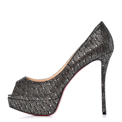 Christian Louboutin Glitter Palace SP Oxyde Fetish Peep 130 Pumps 40 Platine Silver 1 of 8