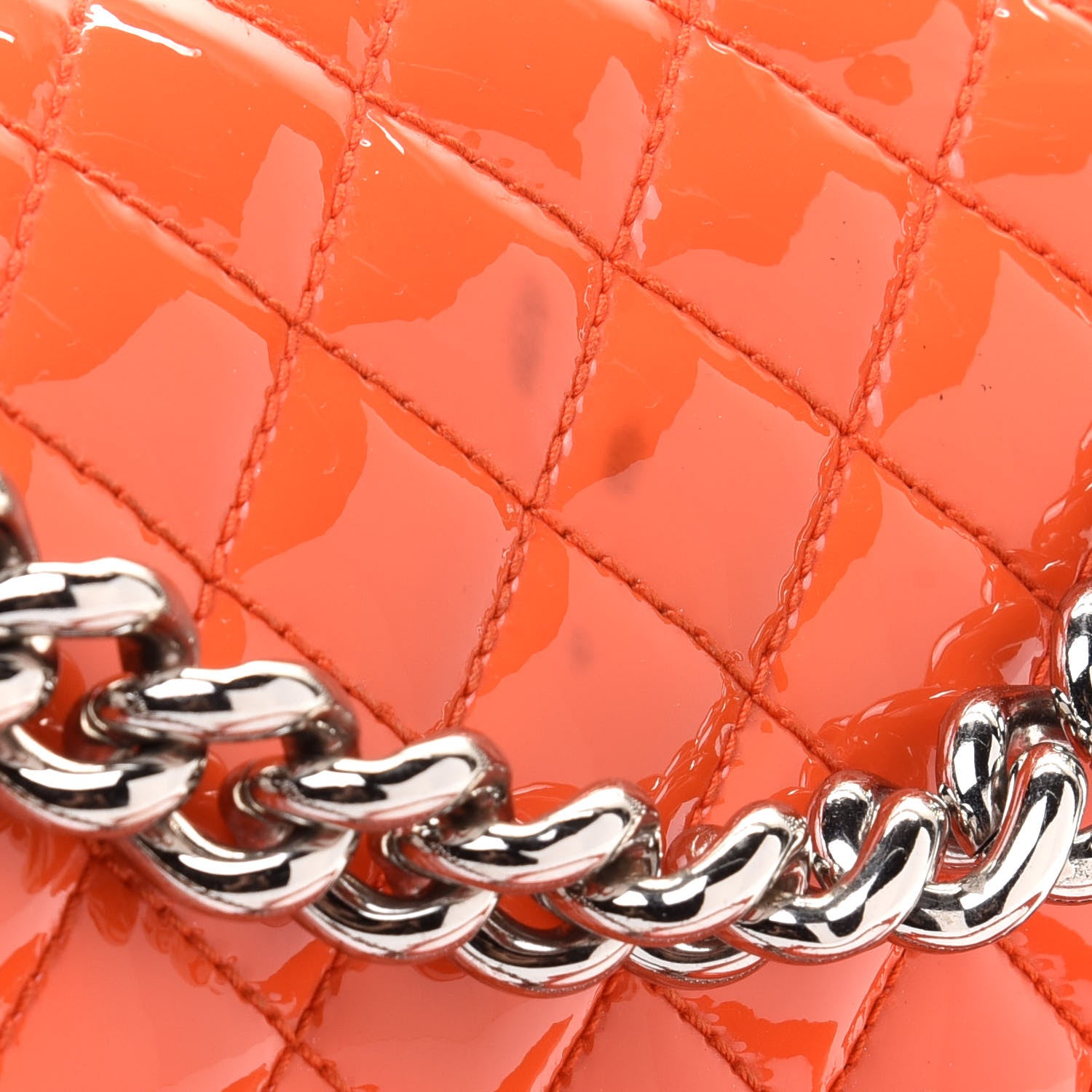 Chanel Patent Calfskin Quilted Medium Plexiglass Boy Flap Orange 13 of 15