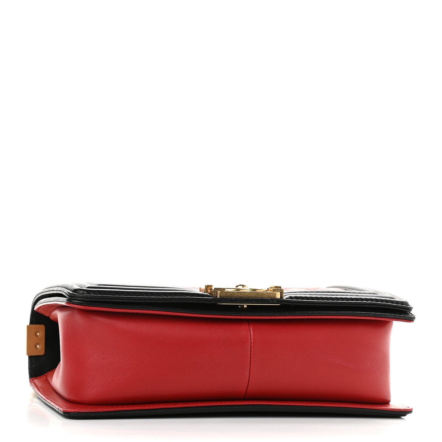 Lambskin Quilted Medium Boy Flap Dark Red Black