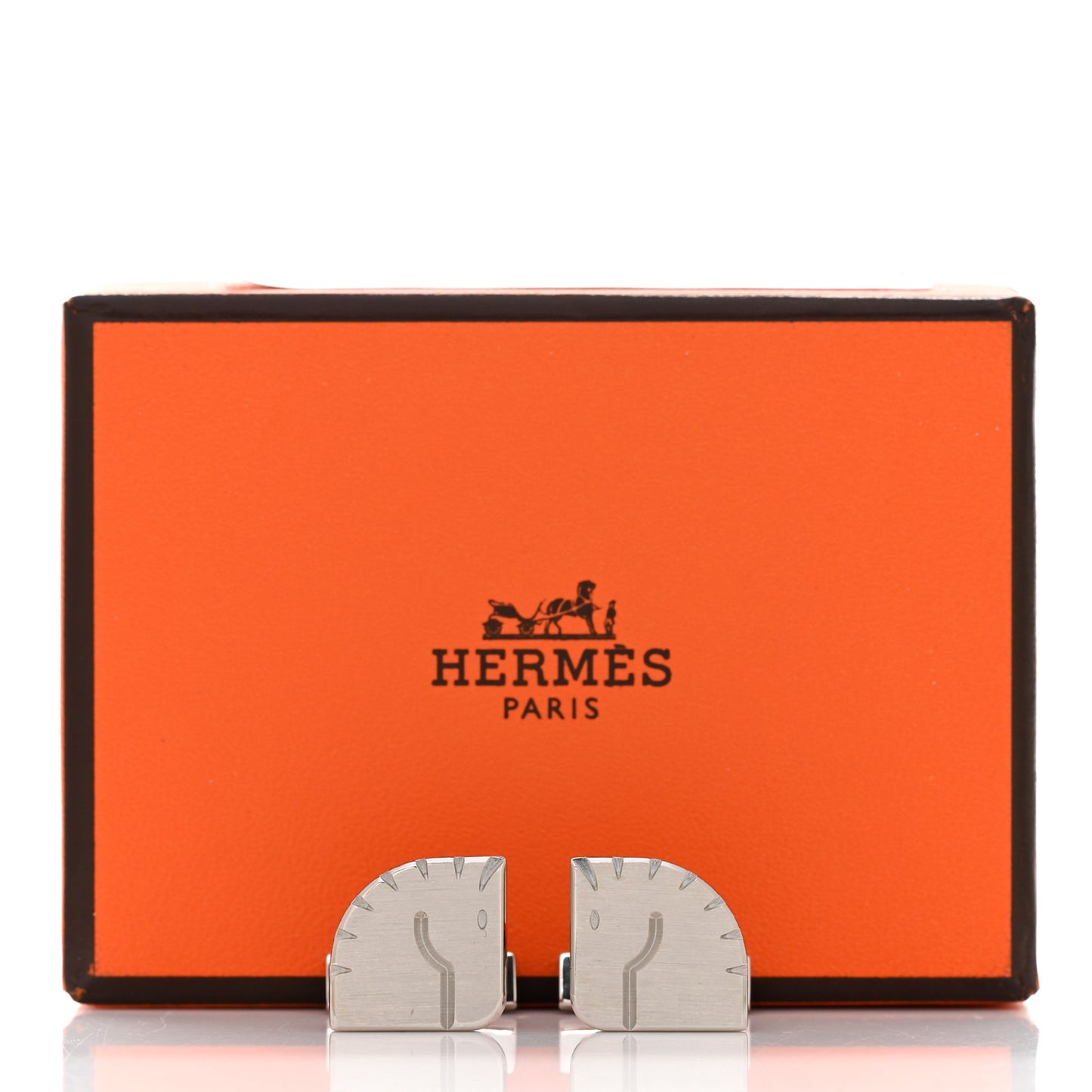 Palladium Manchette Horse Cufflinks Silver