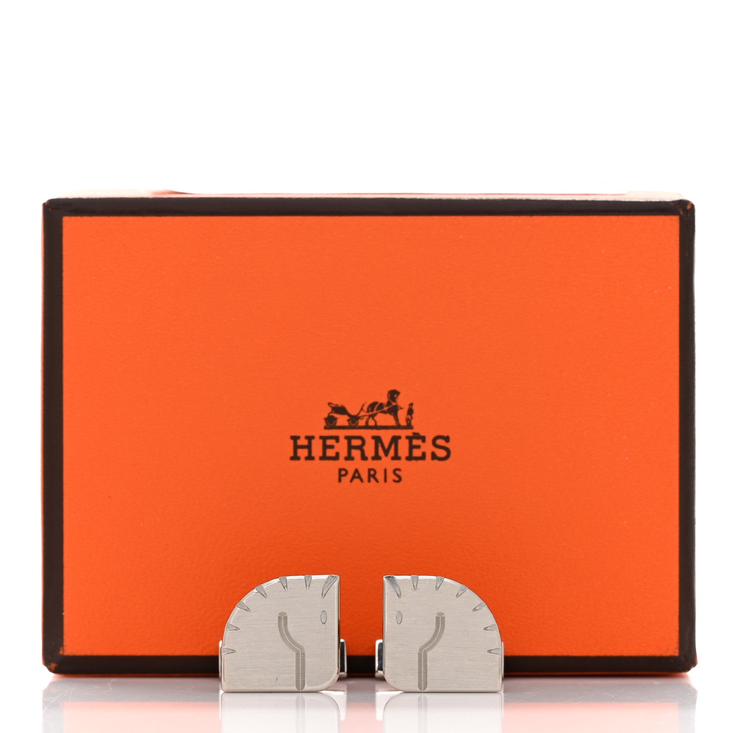 Hermes Palladium Manchette Horse Cufflinks Silver 7 of 7