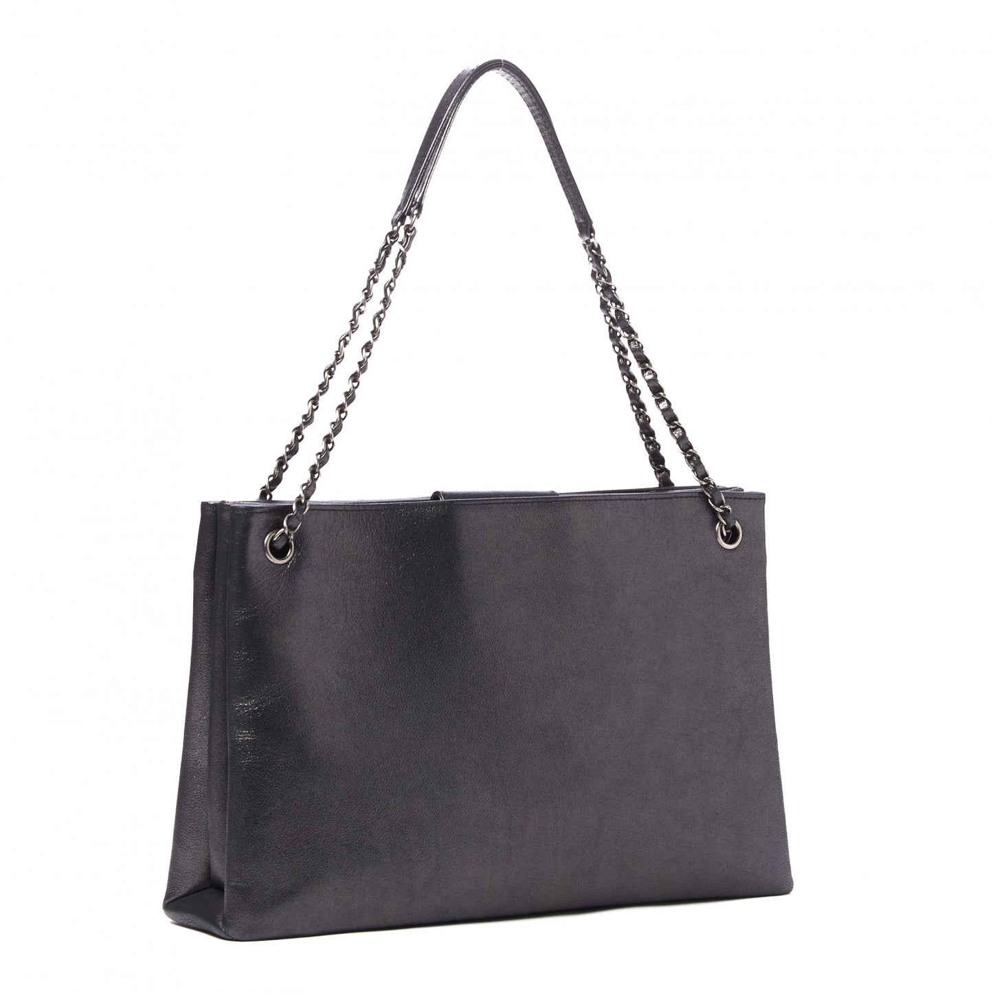 Iridescent Calfskin CC East West Shopping Tote Grey