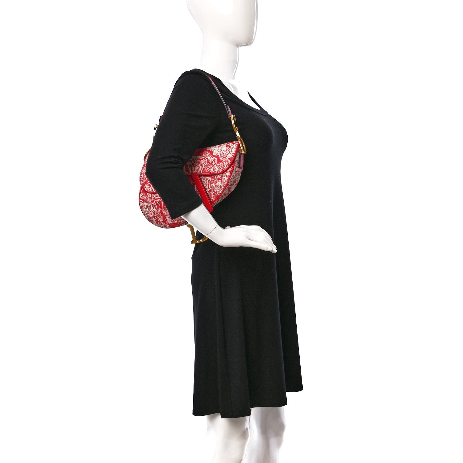 Christian Dior Canvas Reverse Embroidered Toile De Jouy Saddle Bag Fuchsia Multicolor 3 of 9