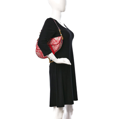 Christian Dior Canvas Reverse Embroidered Toile De Jouy Saddle Bag Fuchsia Multicolor 3 of 9