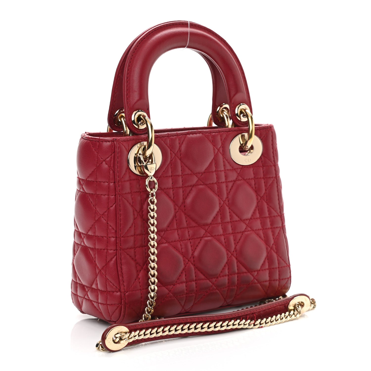 Christian Dior Lambskin Cannage Mini Lady Dior Burgundy 3 of 10