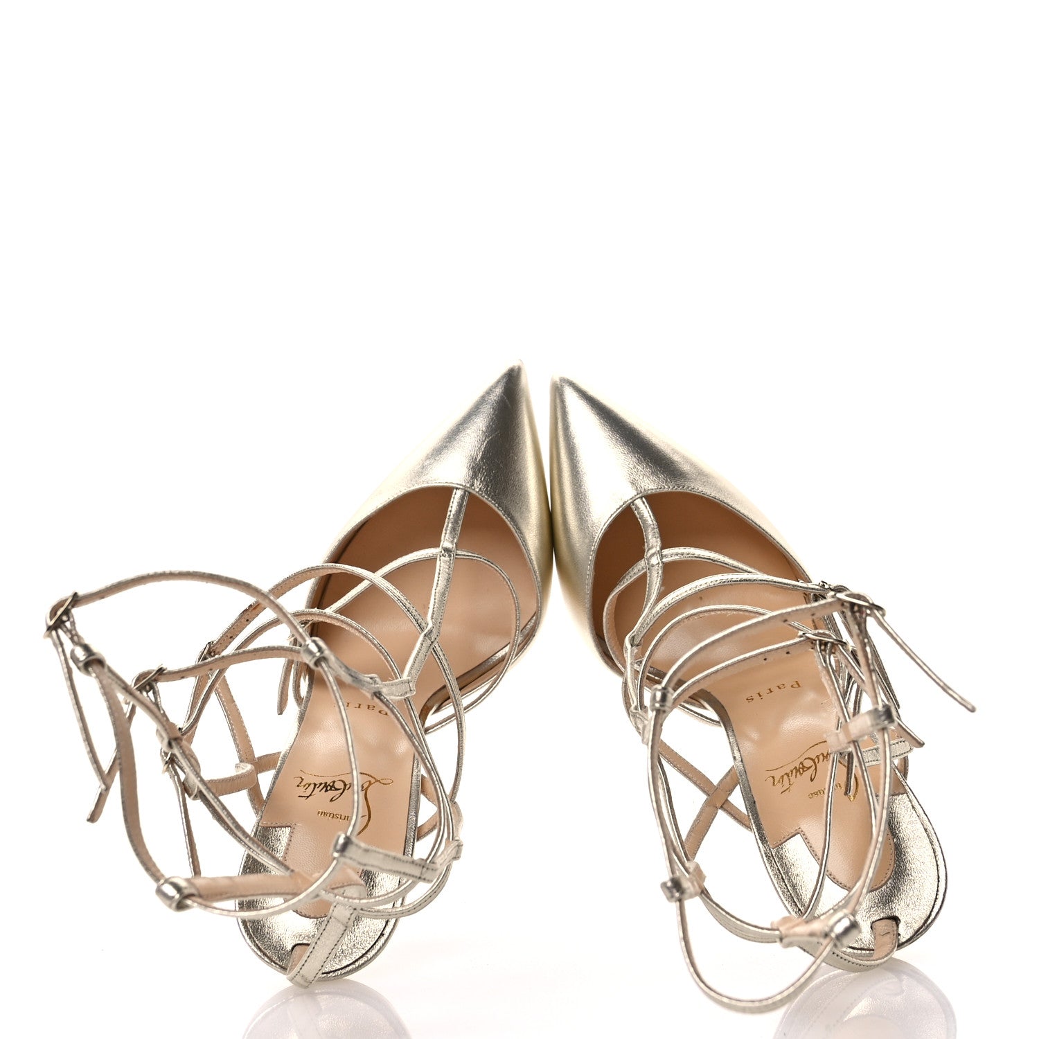 Christian Louboutin Metallic Nappa Kadreyana 100 Pumps 40 Sahara 2 of 9