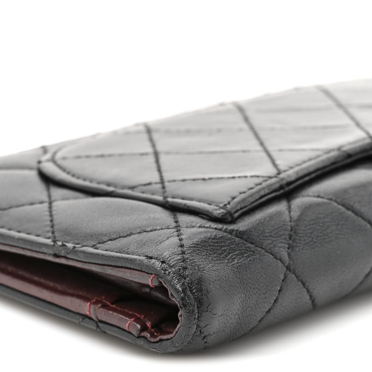 Lambskin Quilted Yen Wallet Black