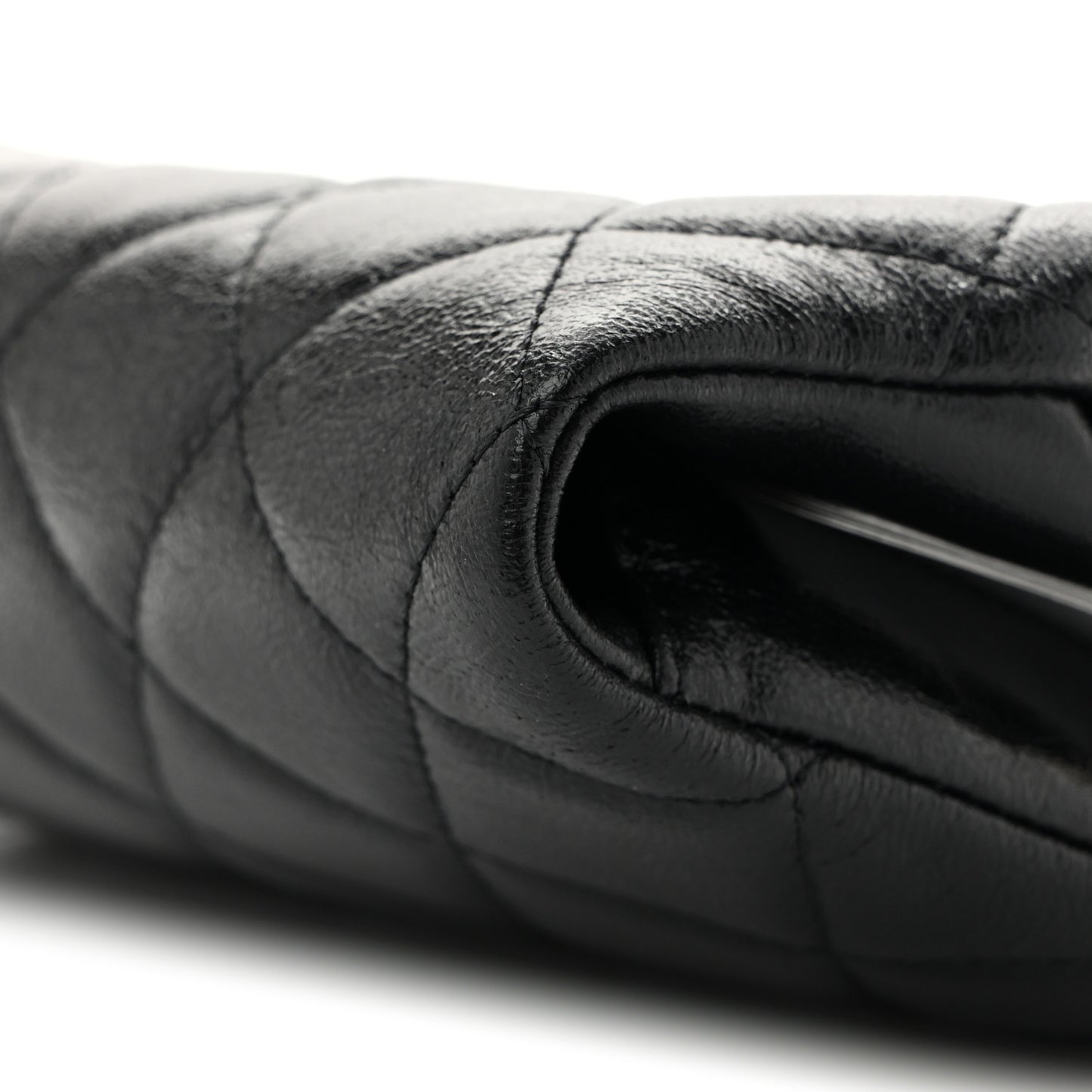 Lambskin Quilted Frame Clutch With Chain Black