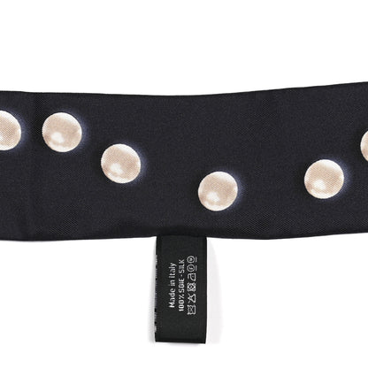 Chanel Silk Pearl CC Slim Bandeau Scarf Navy 4 of 4