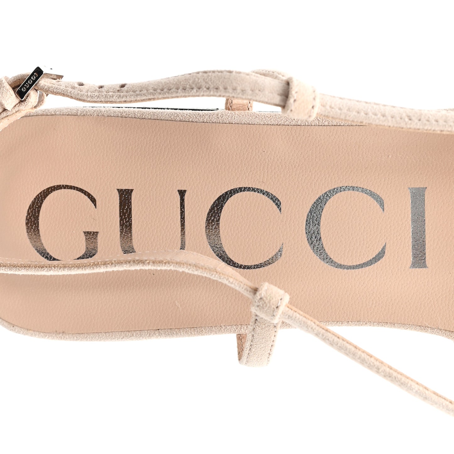 Suede Mesh Crystal GG Monogram Slingback Ballet Flats 39 Light Powder Skin Rose