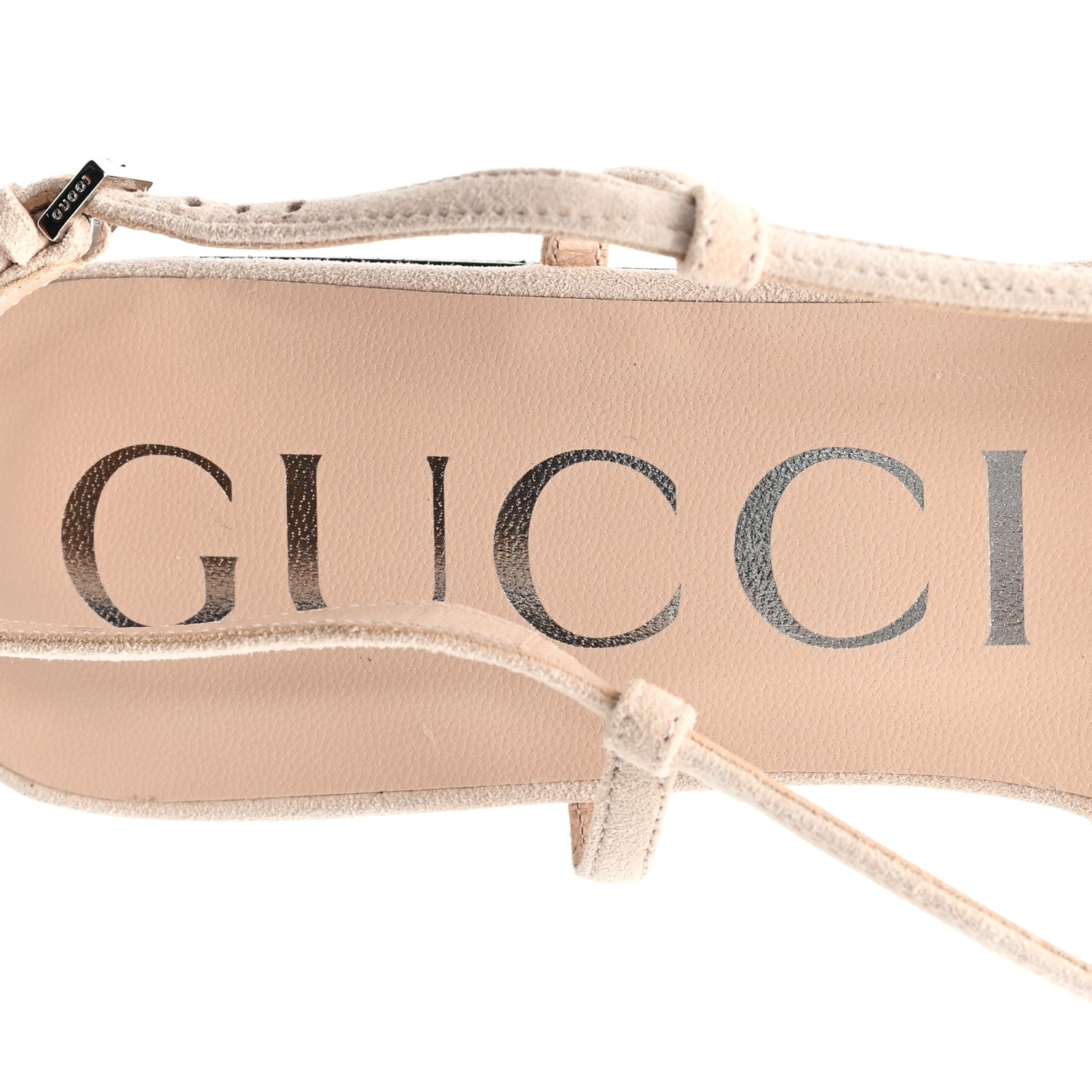 Gucci Suede Mesh Crystal GG Monogram Slingback Ballet Flats 39 Light Powder Skin Rose 8 of 9