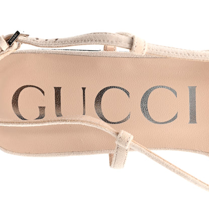 Gucci Suede Mesh Crystal GG Monogram Slingback Ballet Flats 39 Light Powder Skin Rose 8 of 9