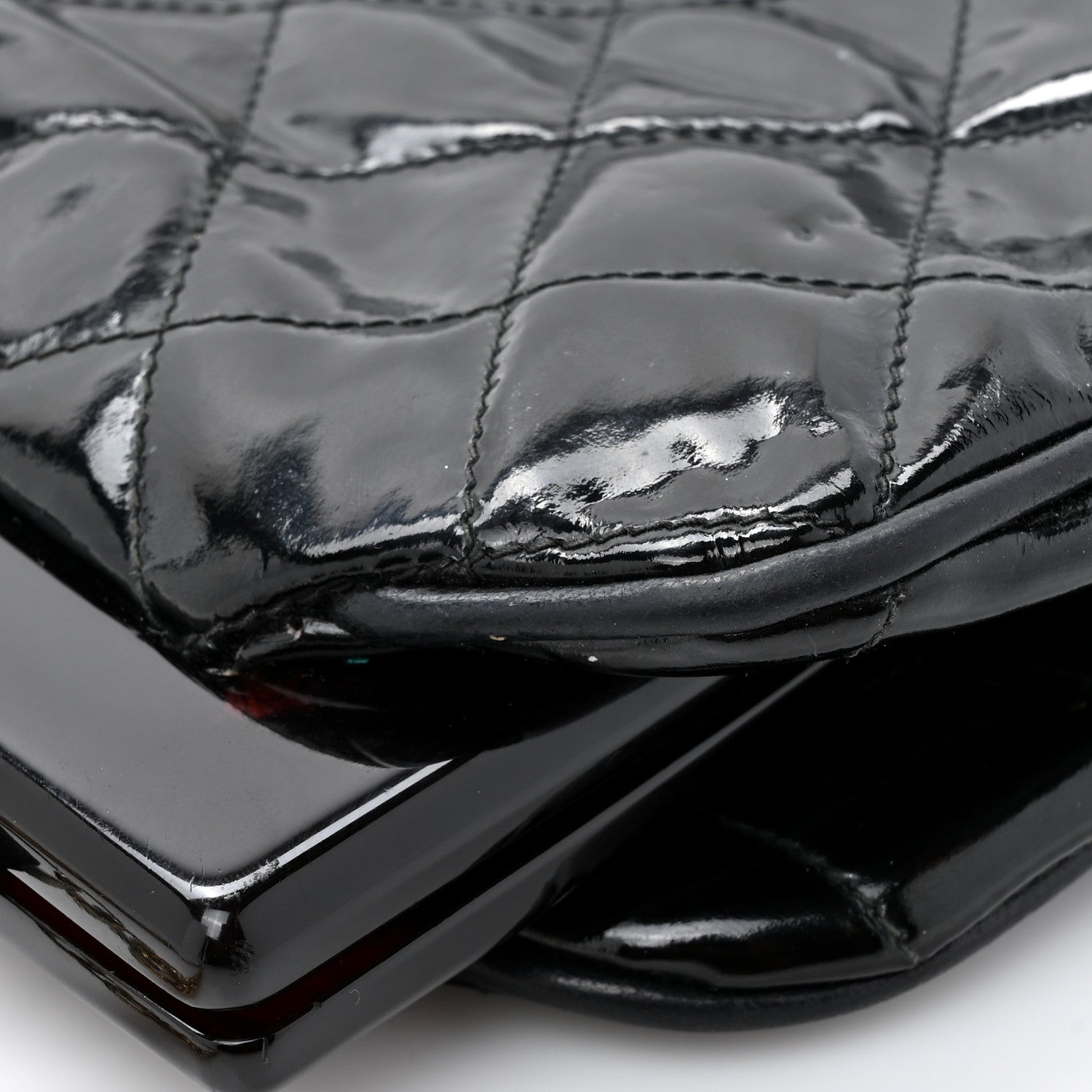 Chanel Patent Quilted Resin Frame Clutch Flap With Chain Black 13 of 14