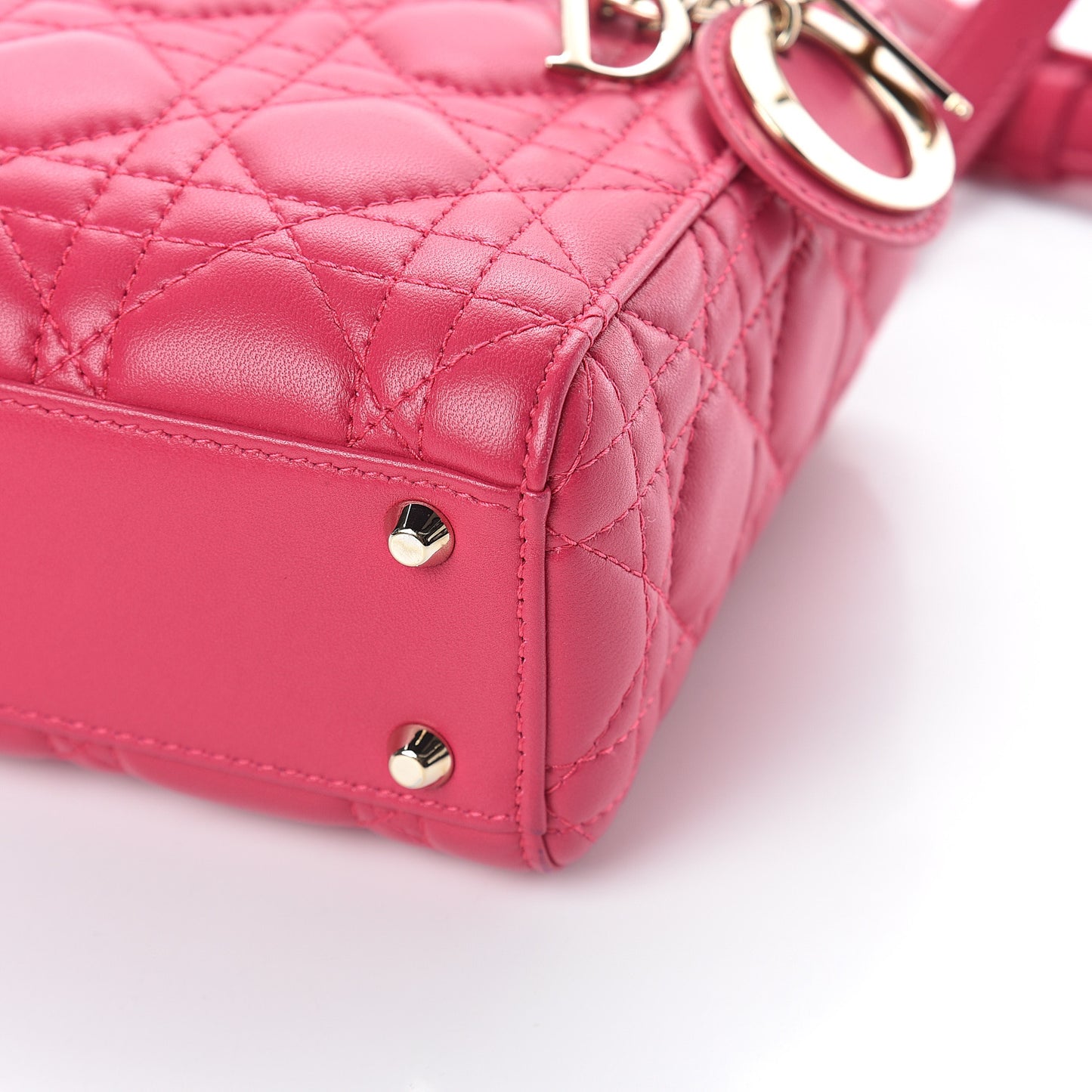 Lambskin Cannage Mini Lady Dior Fuchsia