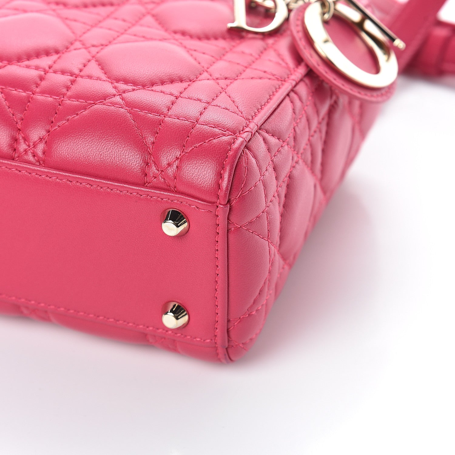 Christian Dior Lambskin Cannage Mini Lady Dior Fuchsia 8 of 8