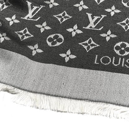 Louis Vuitton Silk Wool Monogram Denim Shawl Black 4 of 5