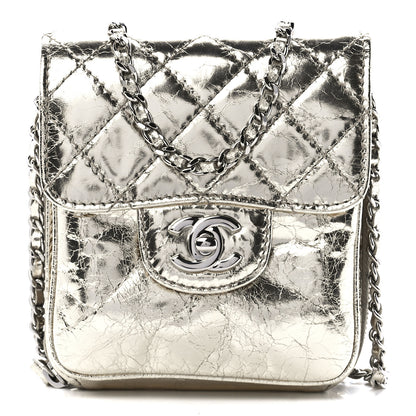 Chanel Crackled Aged Calfskin Mini Crossbody Flap Gold 1 of 12