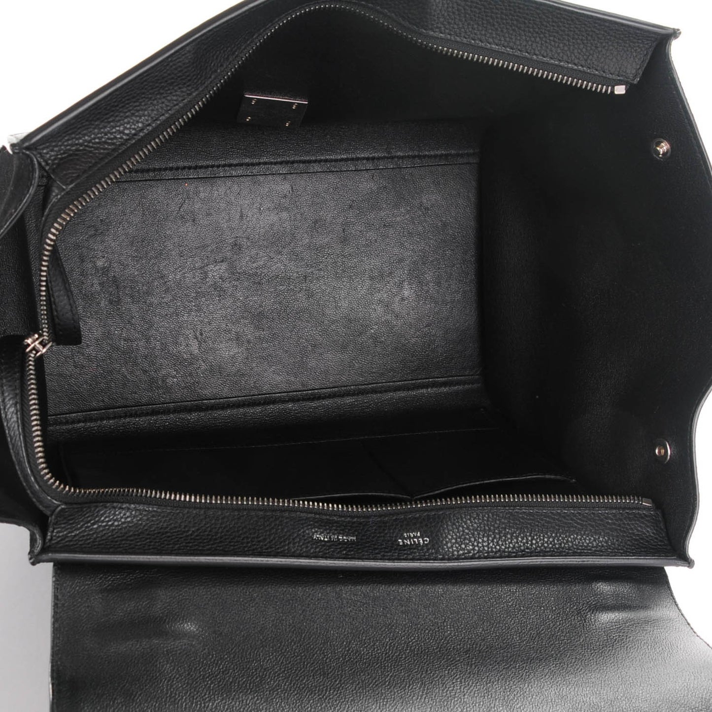 Drummed Calfskin Suede Small Trapeze Black