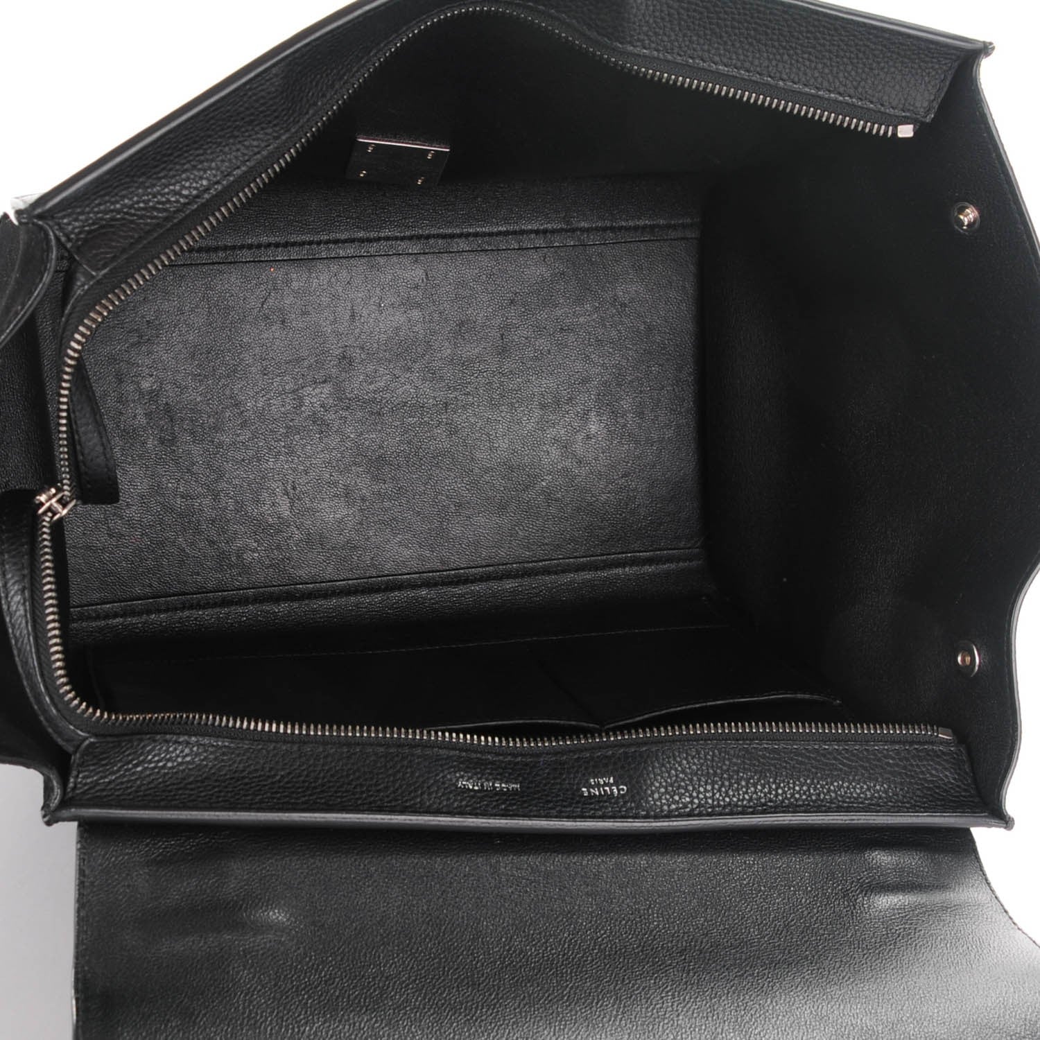Celine Drummed Calfskin Suede Small Trapeze Black 6 of 7