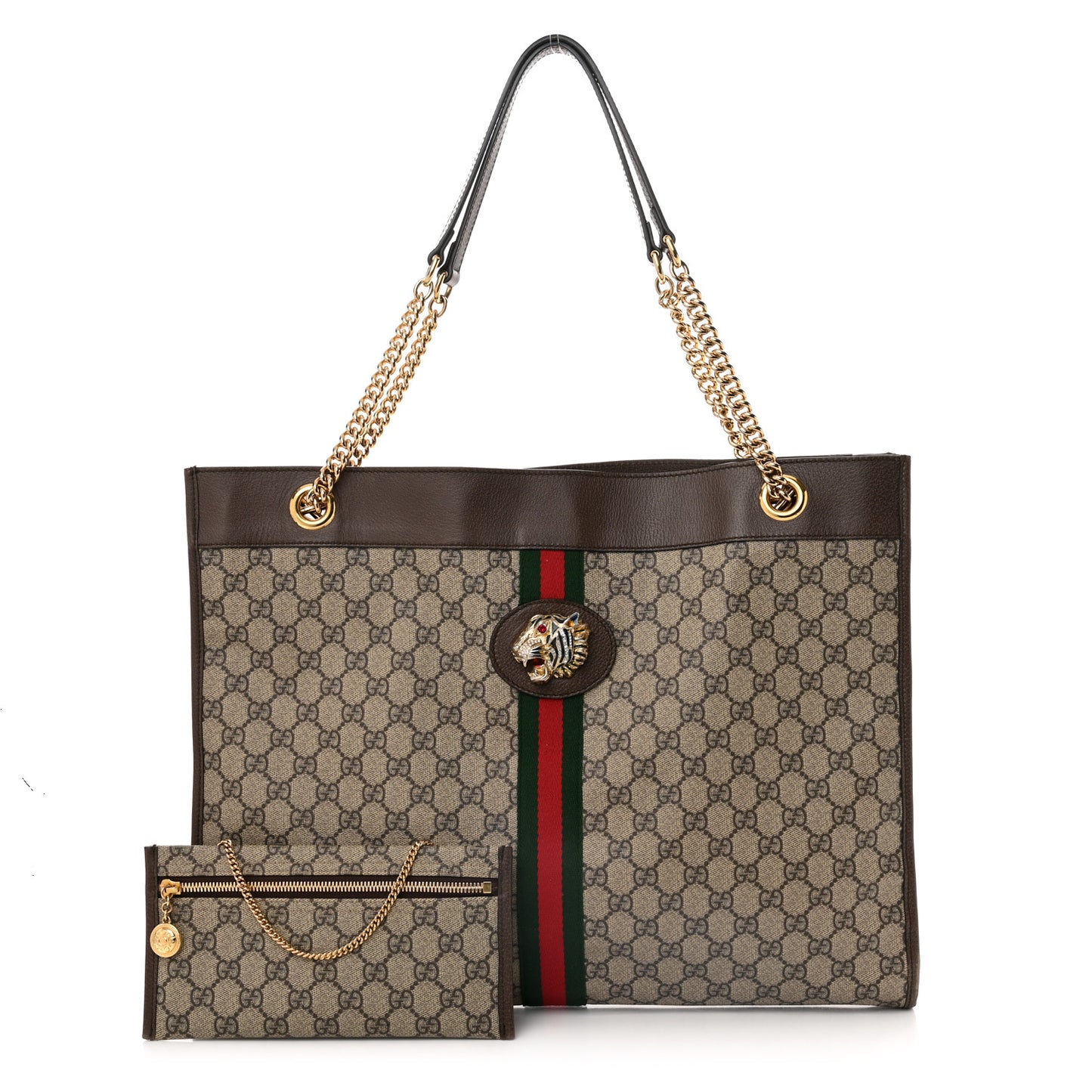 GG Supreme Monogram Large Rajah Chain Tote Beige New Acero
